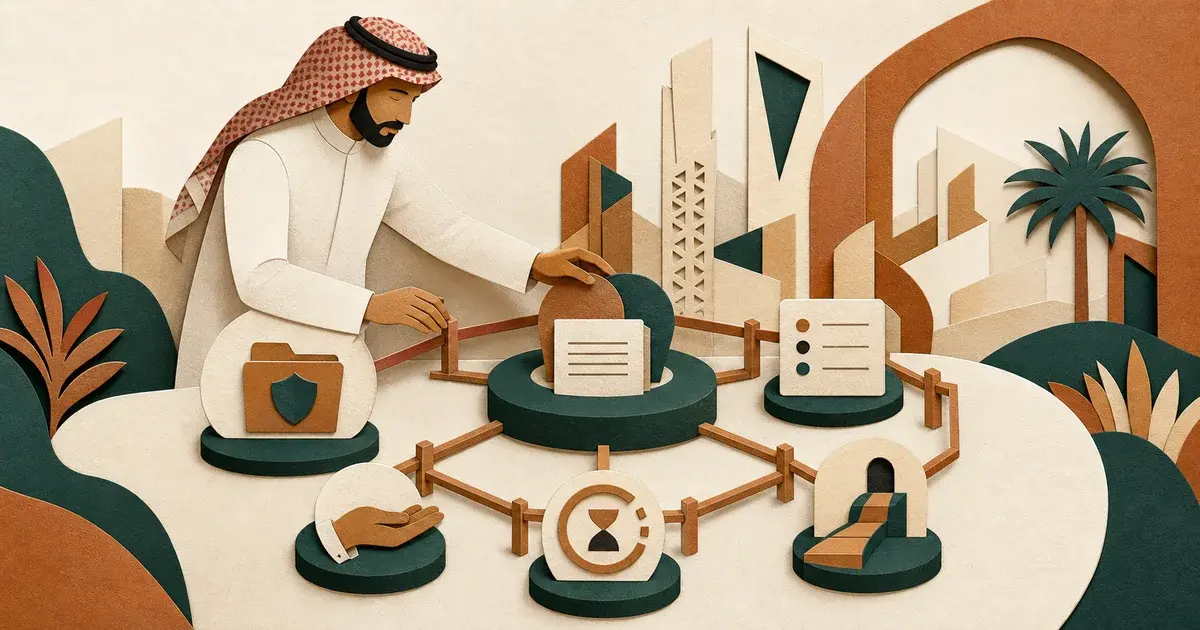 مؤسّس سعودي يرتّب حواجز البيانات والموافقة والاحتفاظ والتصعيد حول سير عمل ذكي.